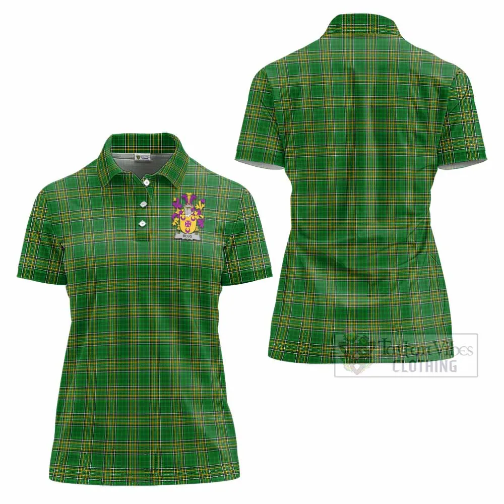 Begg Irish Clan Tartan Women's Polo Shirt with Coat of Arms