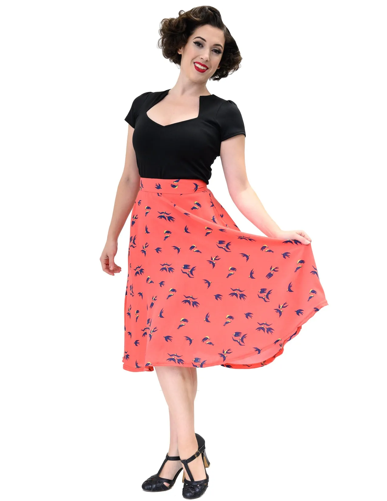 Birdie Thrills Skirt in Coral