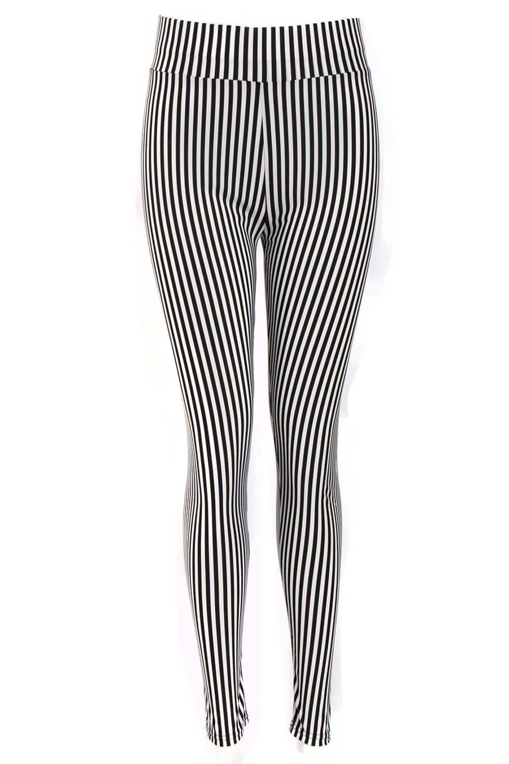 Black and White High Waisted Stripe Skinny Legging