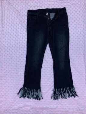 Black tassel denim jeans