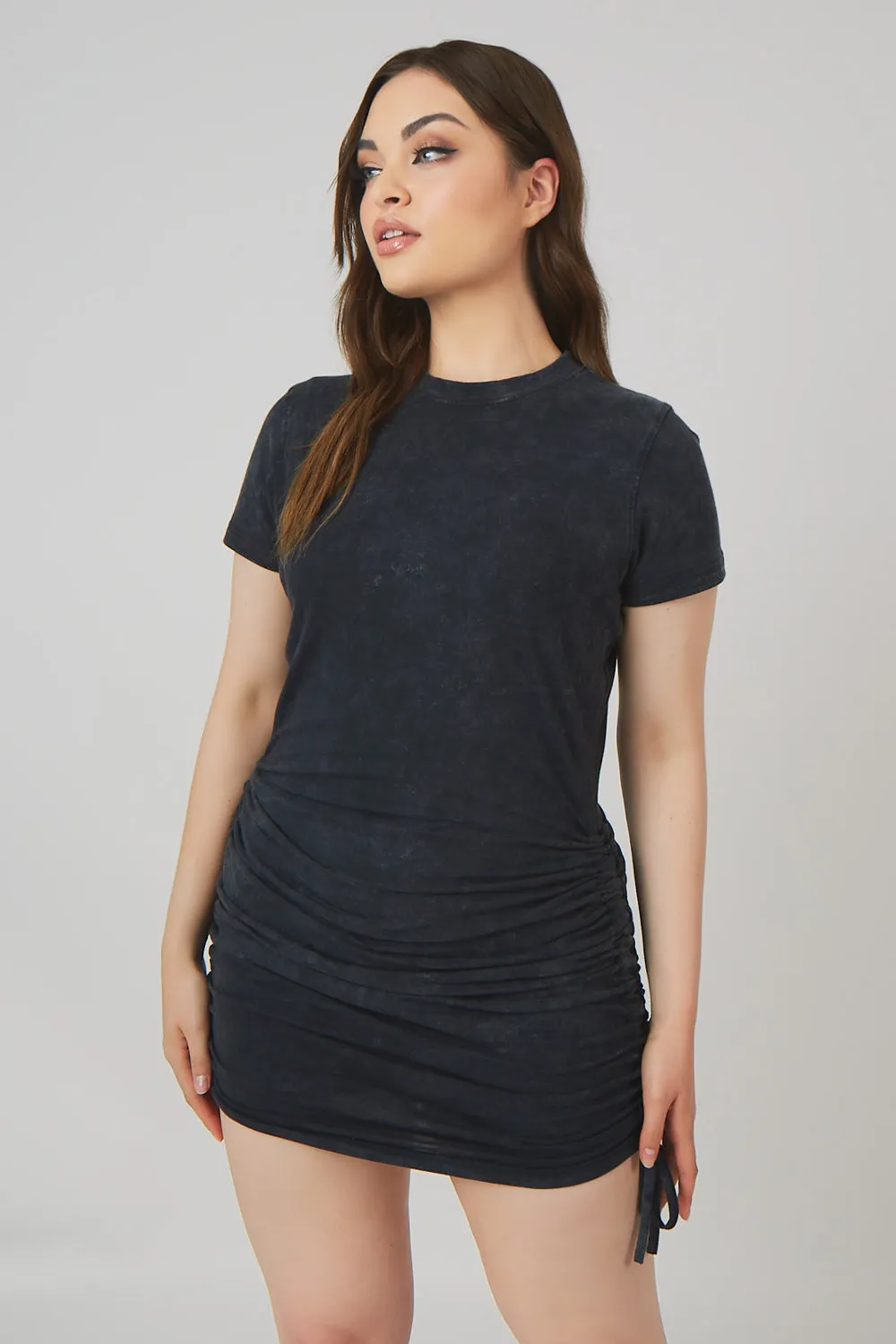 Bodycon Mini T Shirt Dress Acid Wash