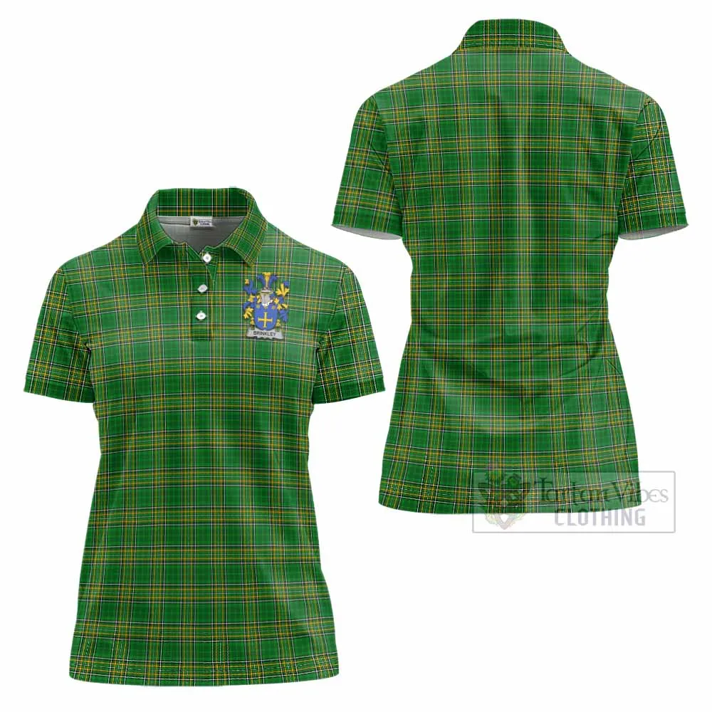 Brinkley Irish Clan Tartan Women's Polo Shirt with Coat of Arms