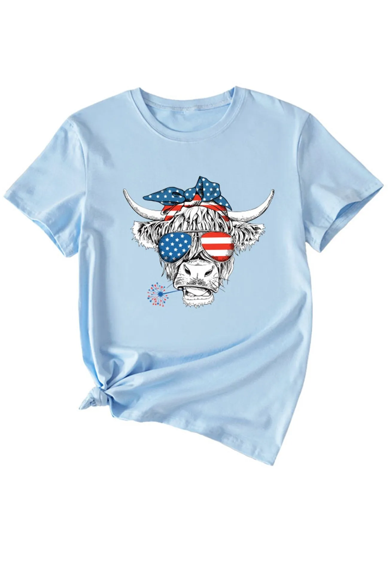 Bull Star Flag Print T-shirt