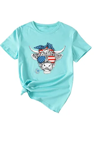 Bull Star Flag Print T-shirt