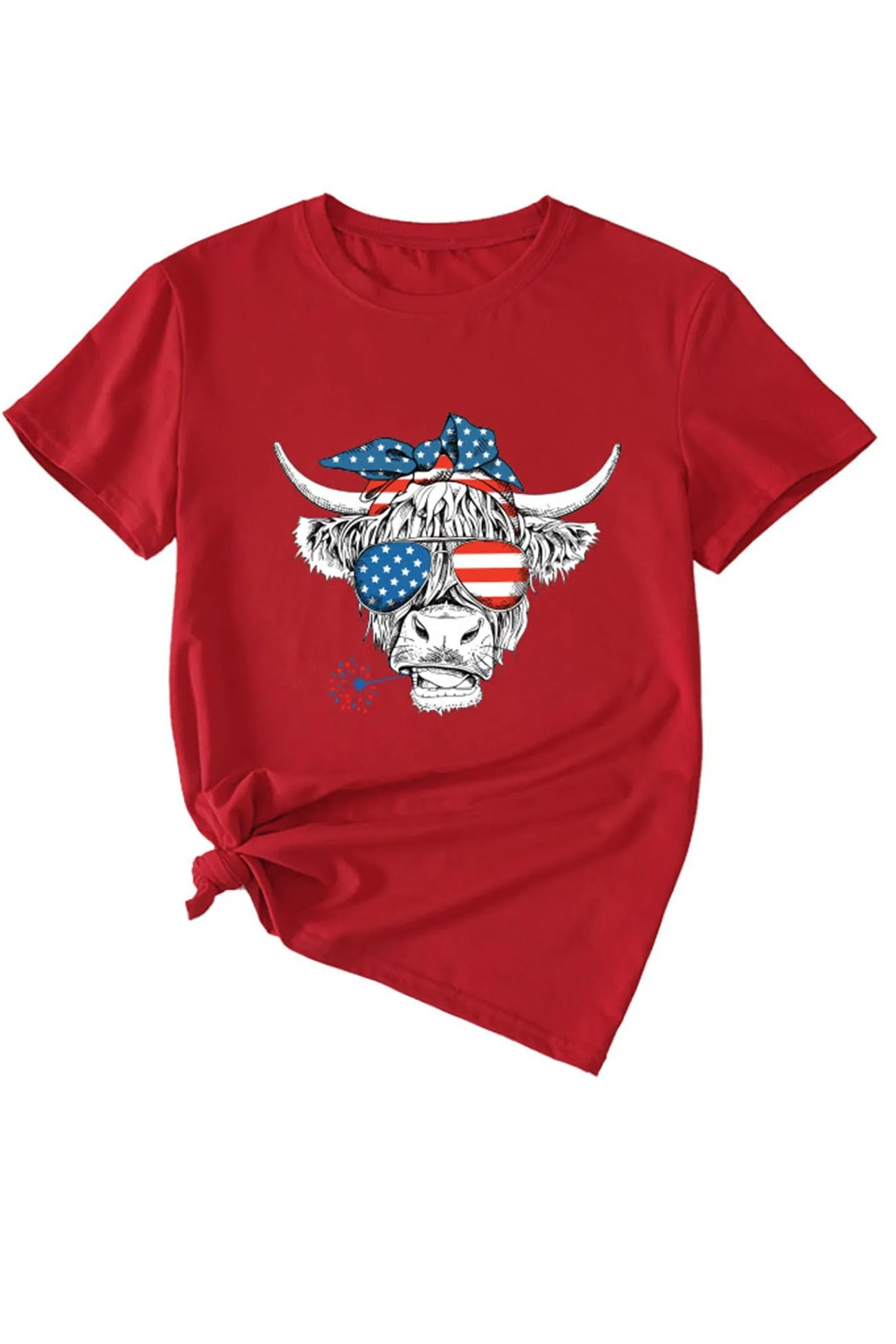 Bull Star Flag Print T-shirt