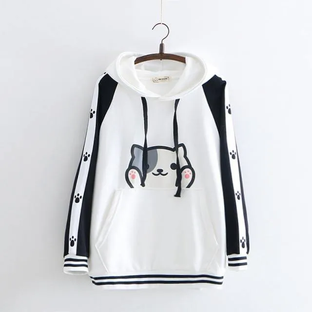 Cartoon Kitty Cat Paw Print Hoodie