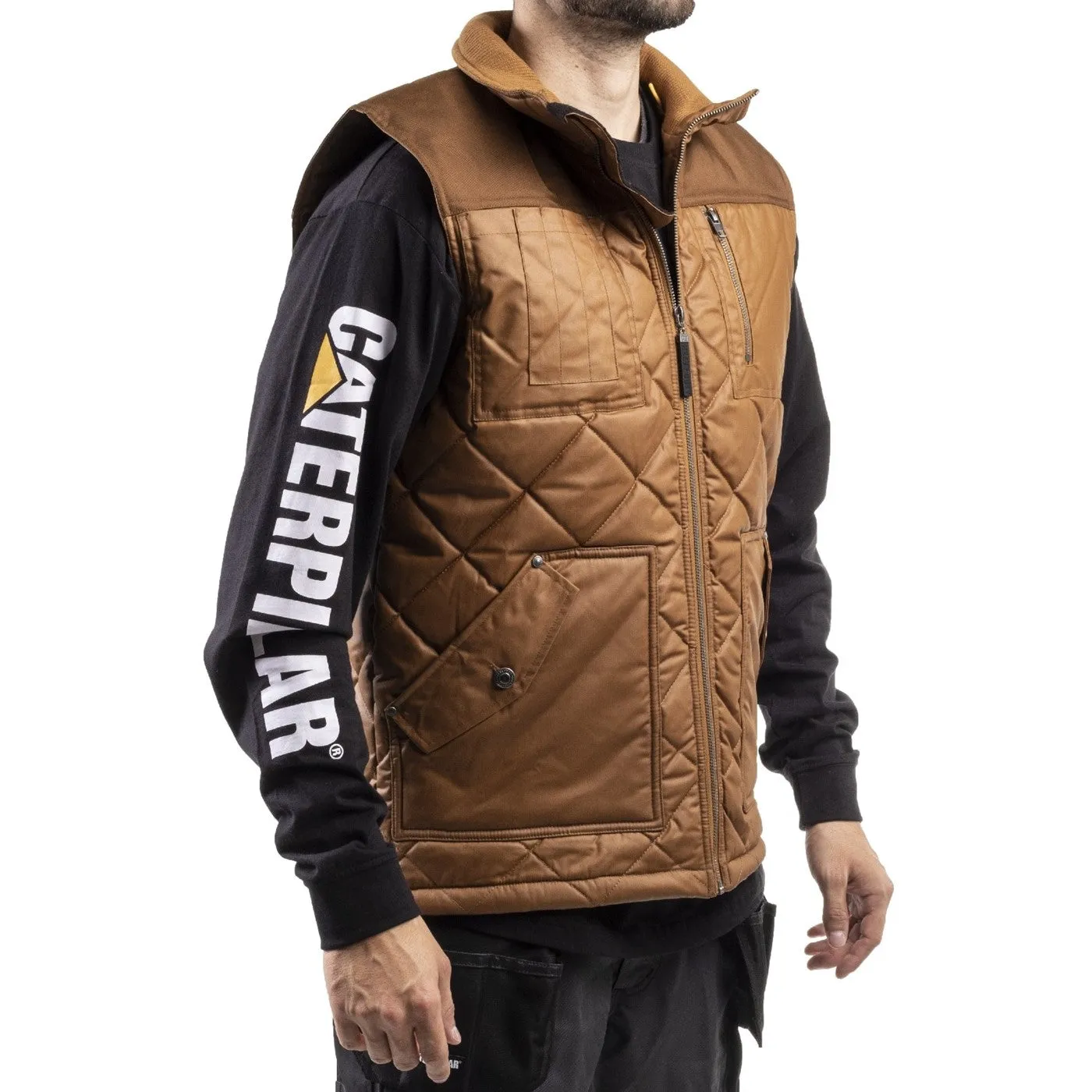 Caterpillar Waxed Cotton Vest  Bronze