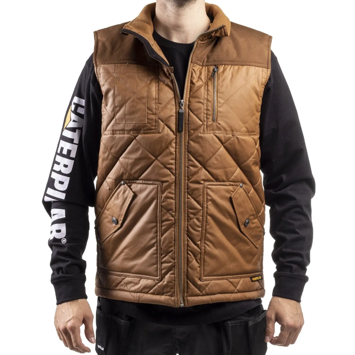 Caterpillar Waxed Cotton Vest  Bronze