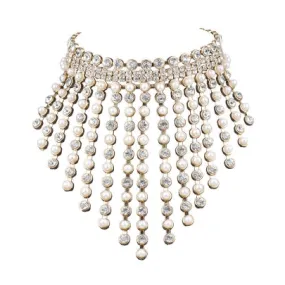 Cheap Rhinestone & Pearl Design Short Necklace