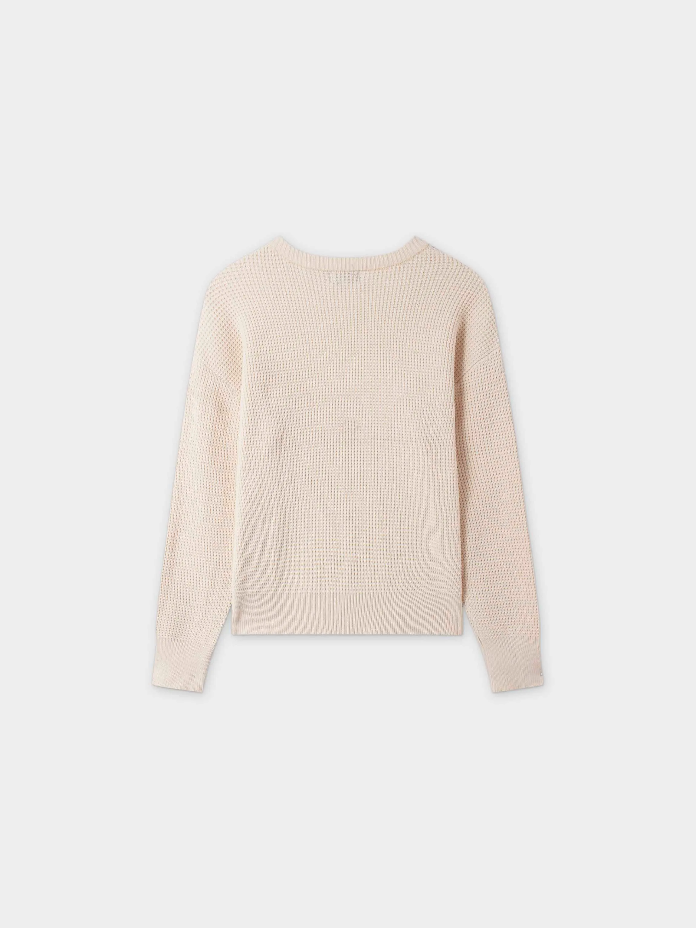 Chenille Waffle Sweater-Cream