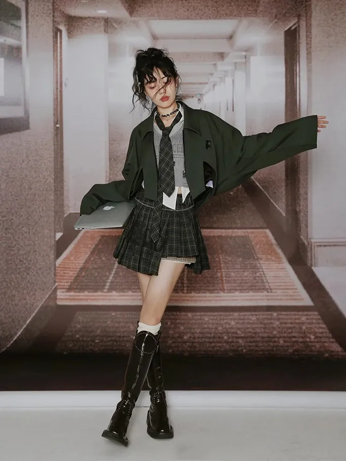 College British Style Shirt ＆＆Vest & Pleated Culottes ＆ Jacket【s0000003992】