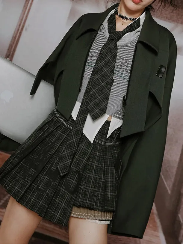 College British Style Shirt ＆＆Vest & Pleated Culottes ＆ Jacket【s0000003992】