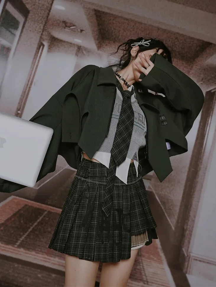 College British Style Shirt ＆＆Vest & Pleated Culottes ＆ Jacket【s0000003992】