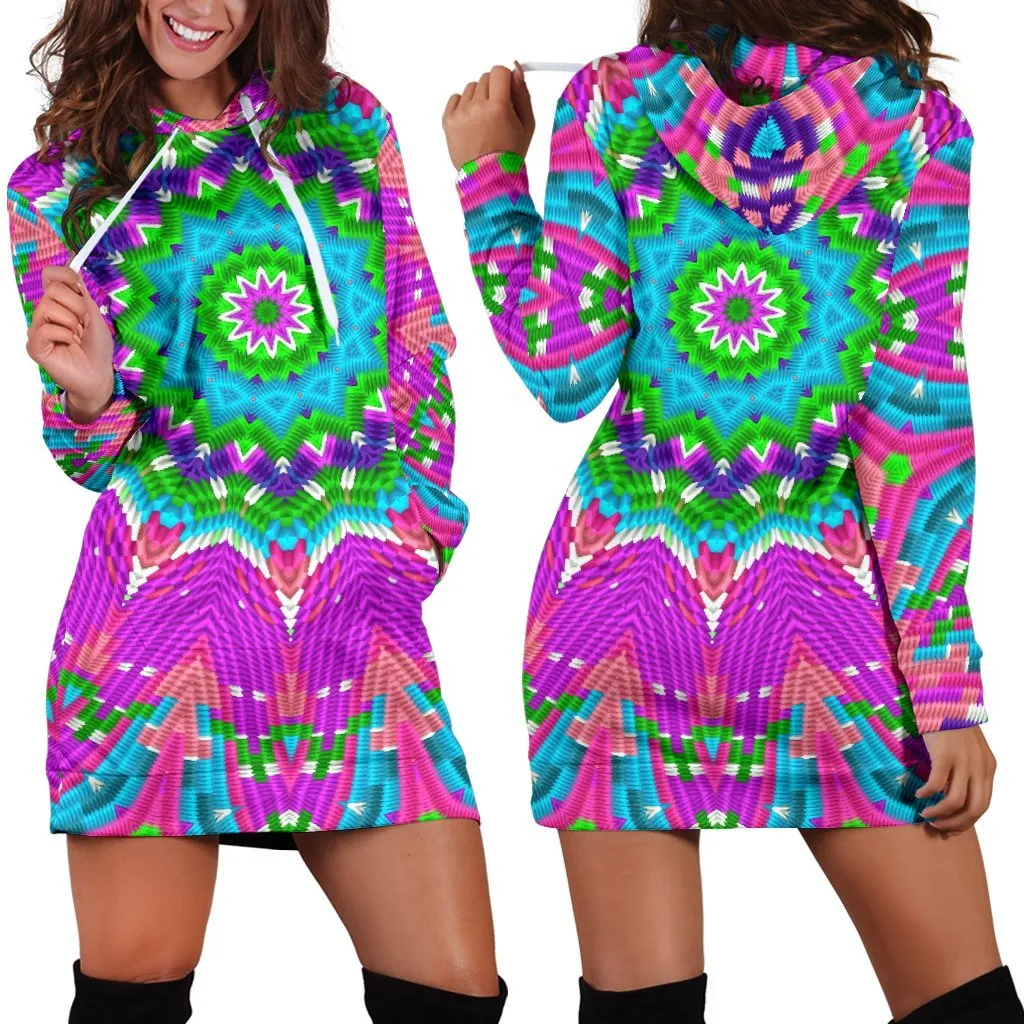 Color Blocks Mandala Hooded Dress