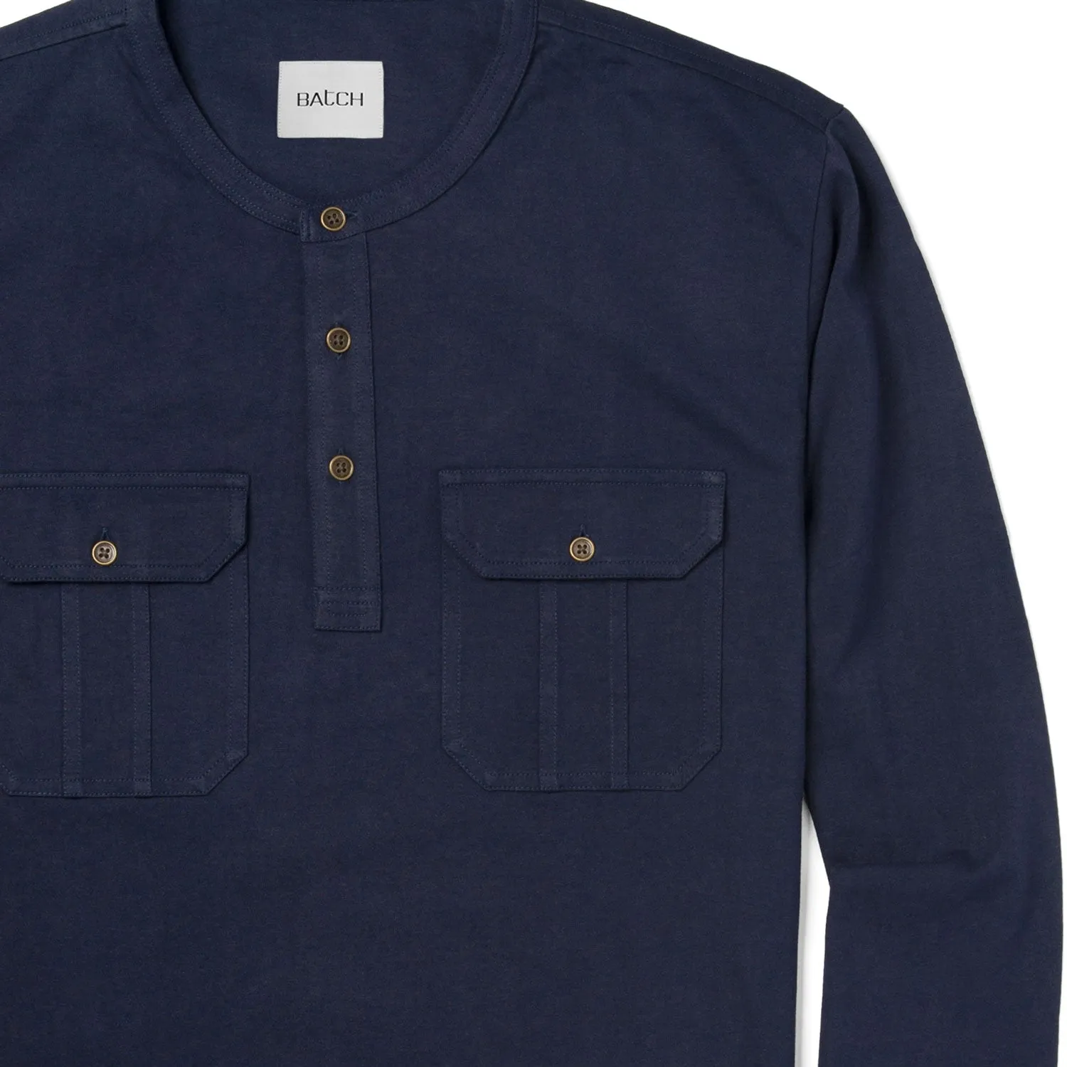 Constructor Henley Shirt –  Dark Navy Cotton Jersey