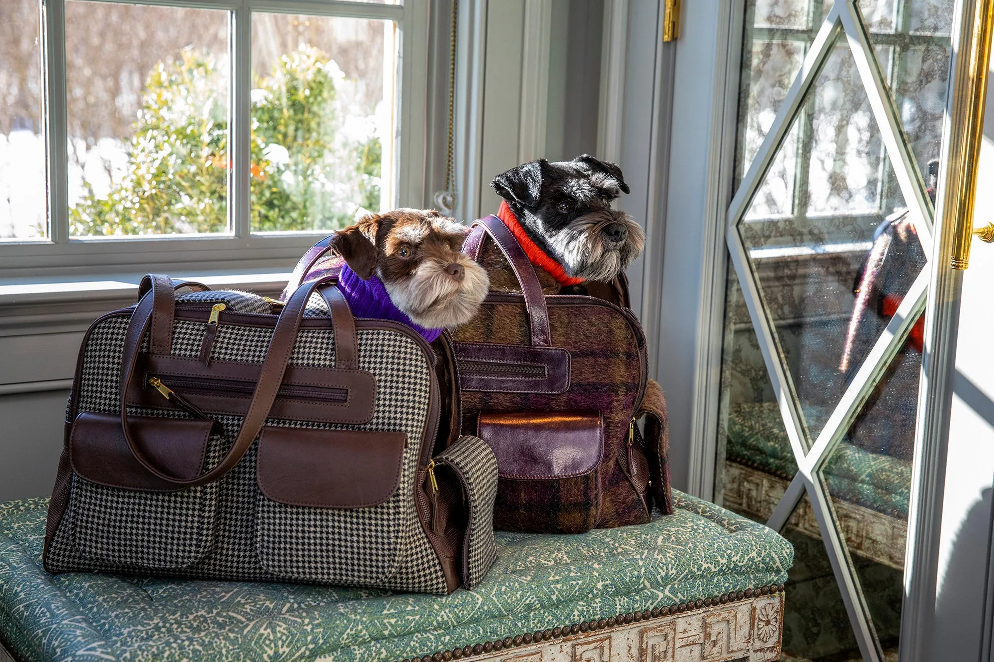 Couture Cashmere -  Brown Checked Houndstooth Coat