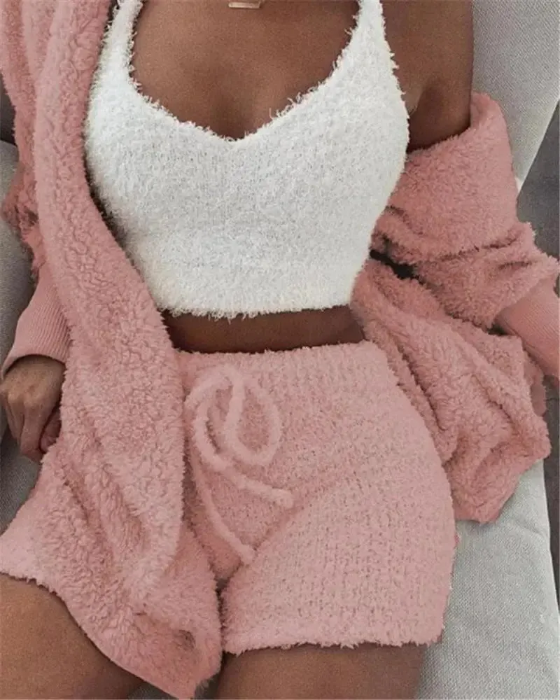 Crop Tank Top And Shorts Pajama Set