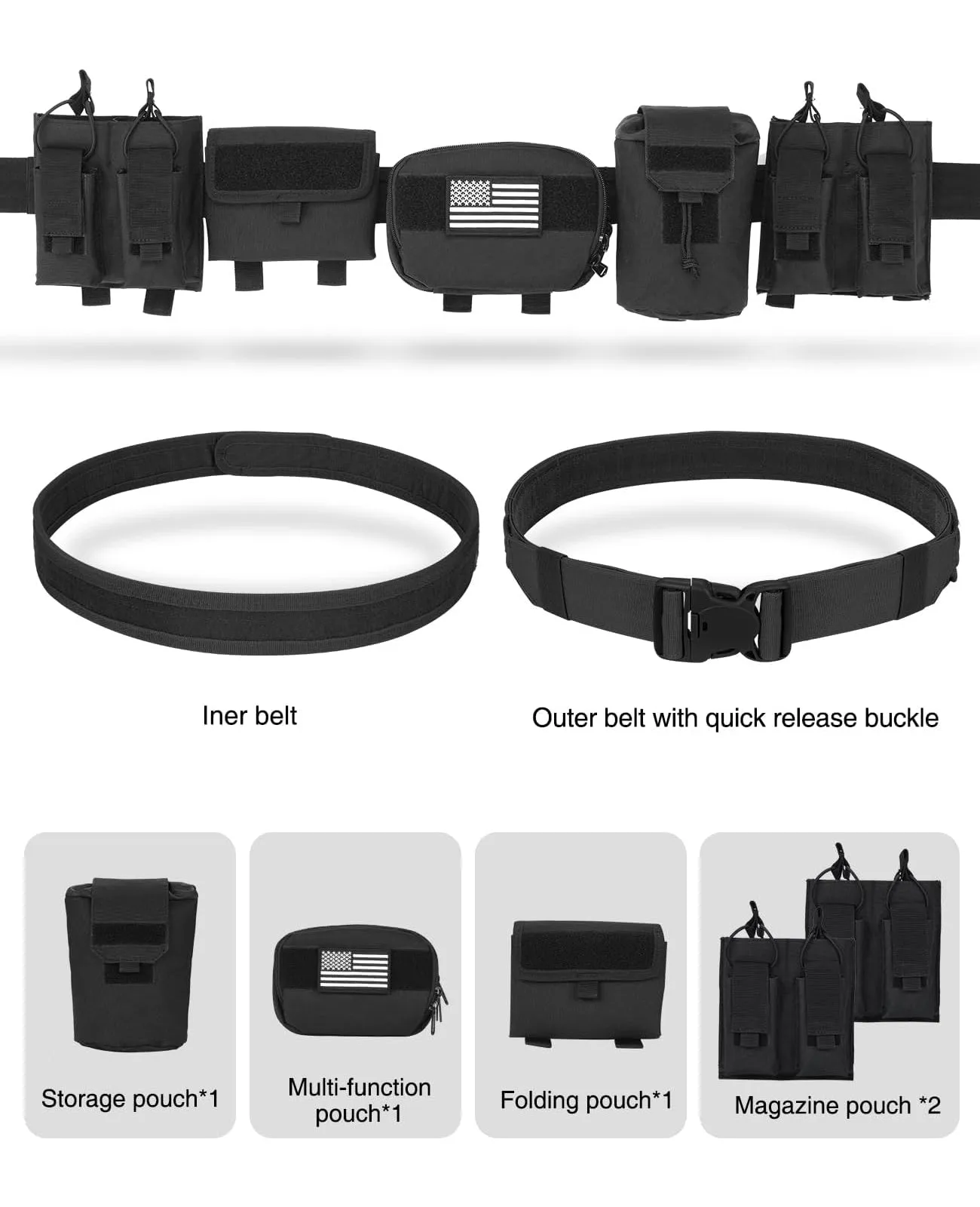 CVLIFE Men Battle Multifunctional 7 in 1 Tactical Duty Belt