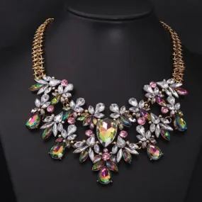 Decorated Water Drop Necklace Rhinestone Faux Gem