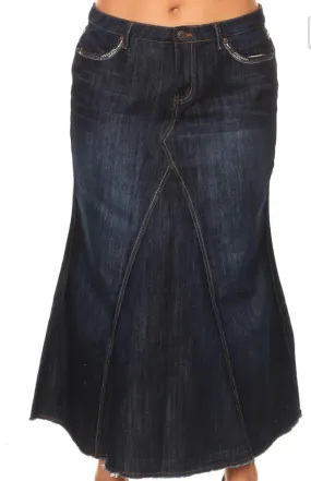 Denim Long Skirt (Plus)