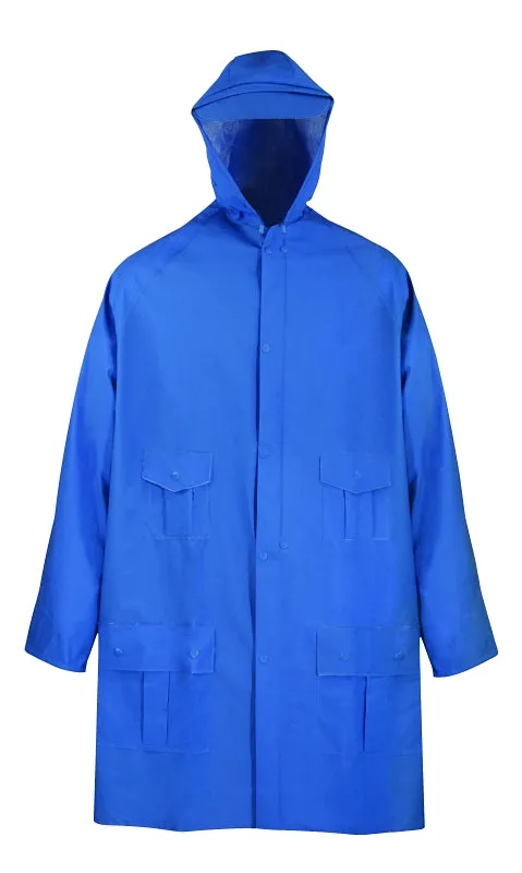 Diamondback 8156-XXXL Rain Parka, 3XL, PVC, Blue, Hooded Collar, Zipper with Snap Down Storm Flap Closure :EA: QUANTITY: 1