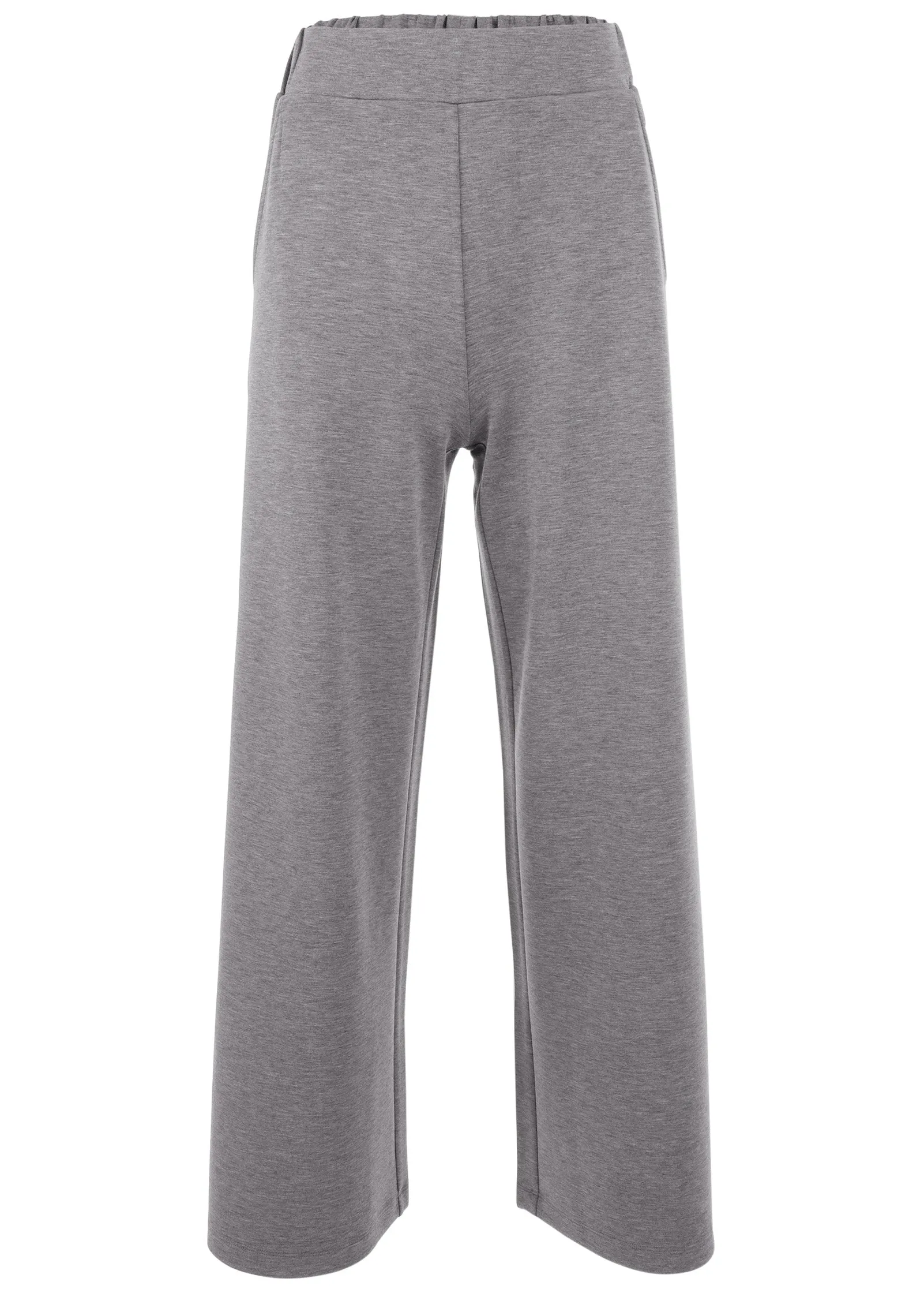 Double Knit Wide Leg Pants - Medium Heather Grey