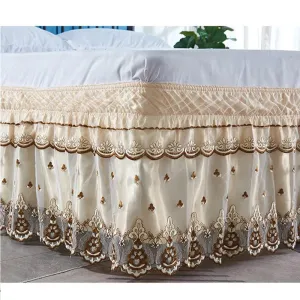 Double-layer Embroidered Lace Elastic Bed Skirt