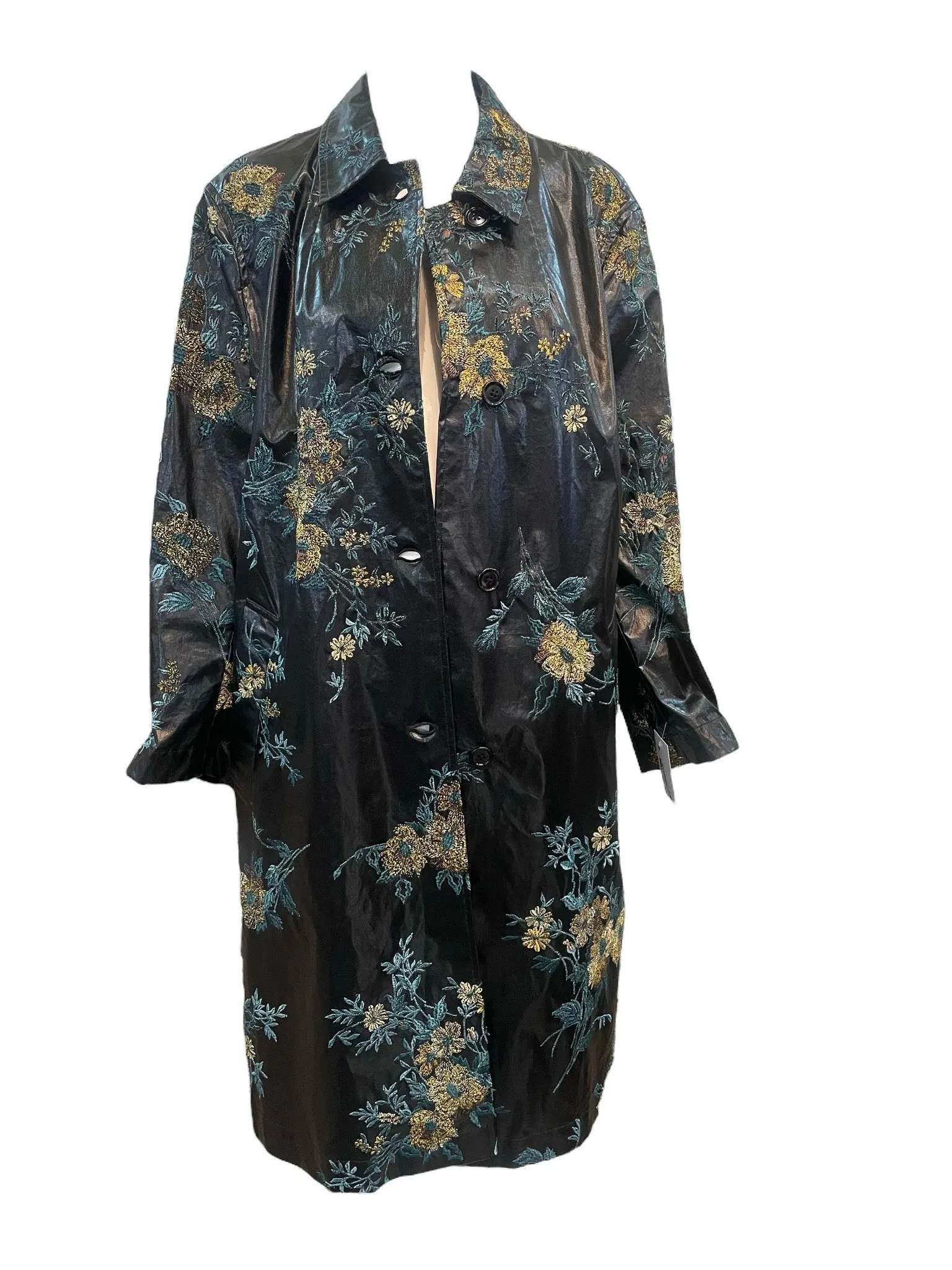 Dries van Noten Contemporary Floral Embroidered Rain Coat