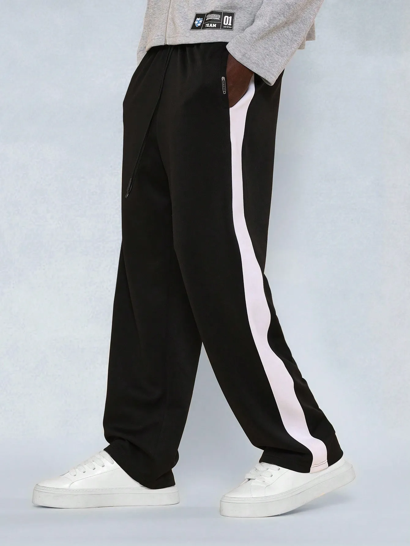 Drop Crotch Essential Sweatpants With Contrast Colour Side Panel