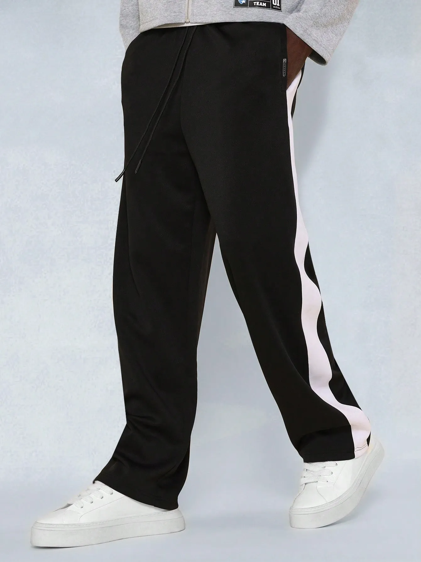 Drop Crotch Essential Sweatpants With Contrast Colour Side Panel