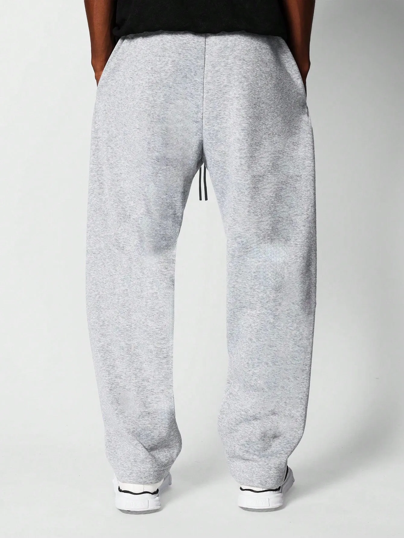 Drop Crotch Jogger With Letter Graphic, Grey Sweatpants