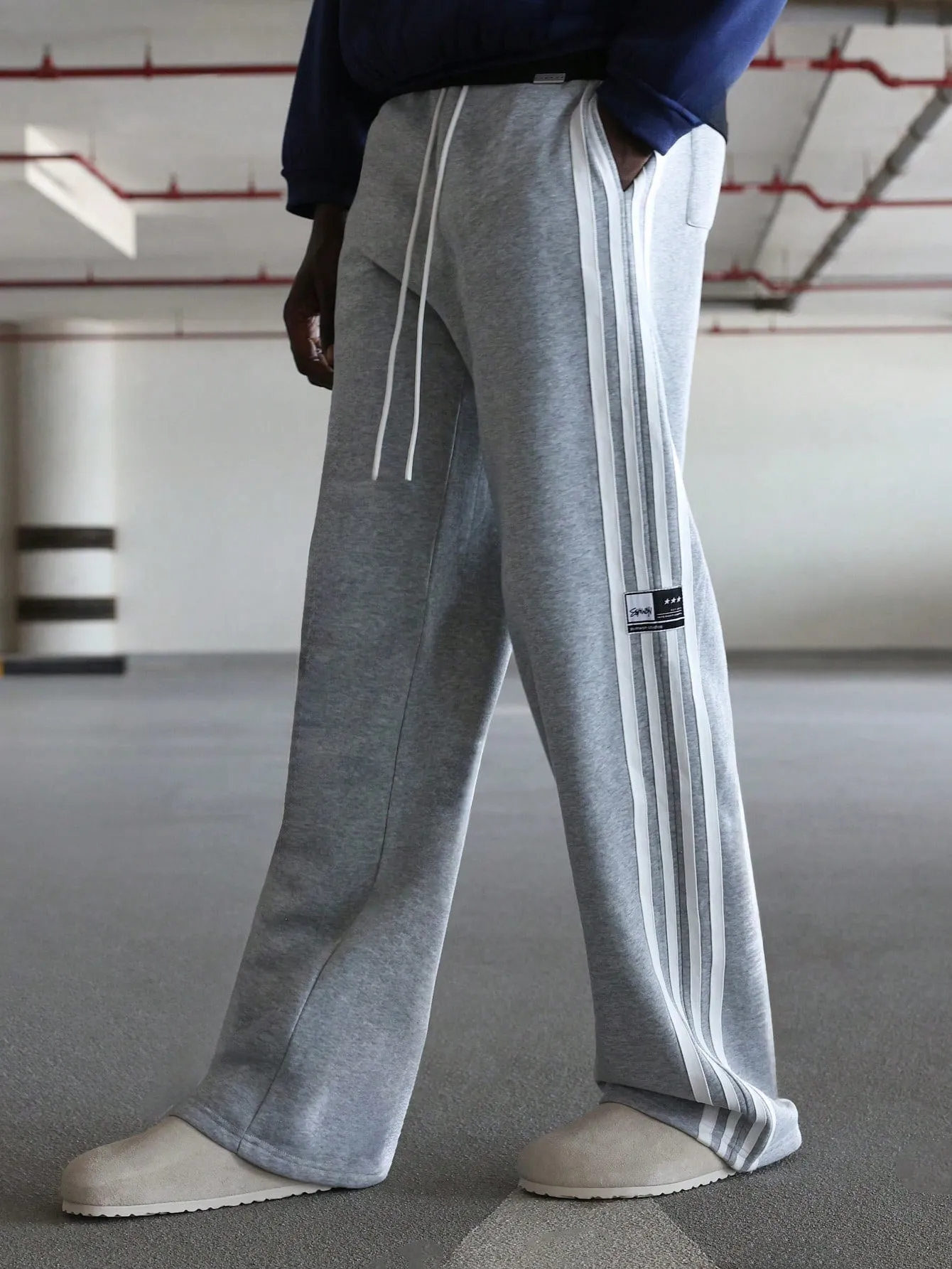 Drop Crotch Side Stripe Tape Sweatpants