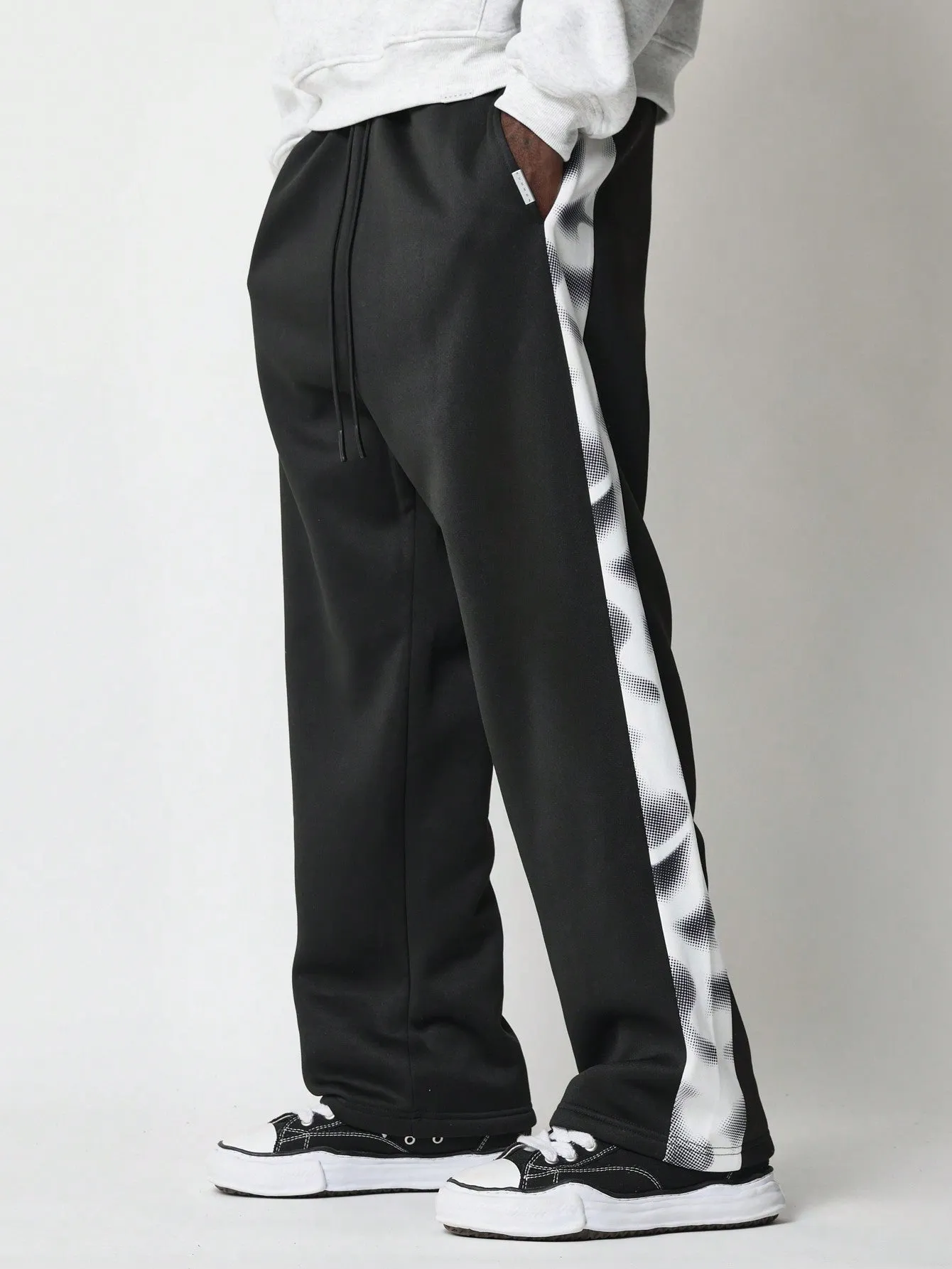 Drop Crotch Sweatpants With Half Tone Camouflage Side Panel