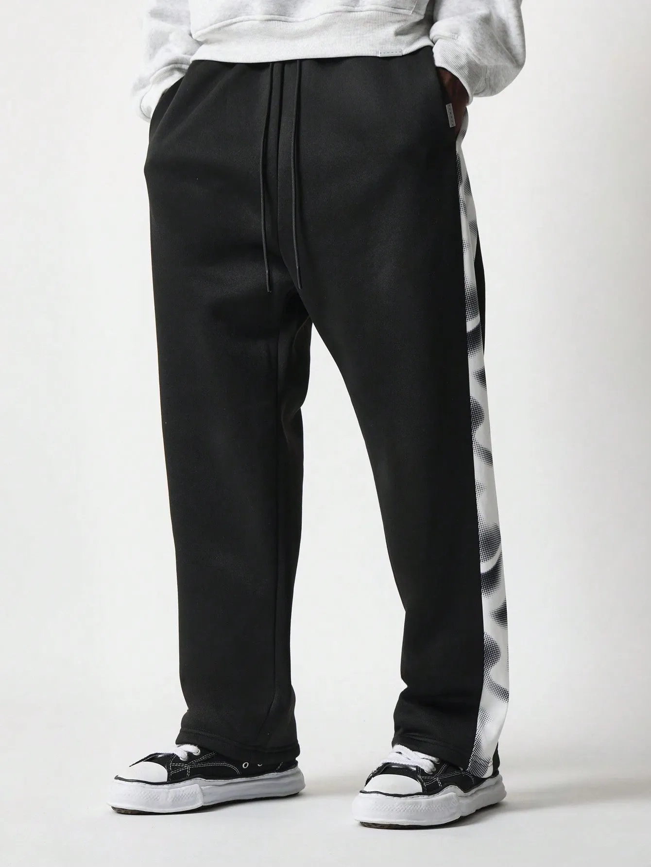 Drop Crotch Sweatpants With Half Tone Camouflage Side Panel