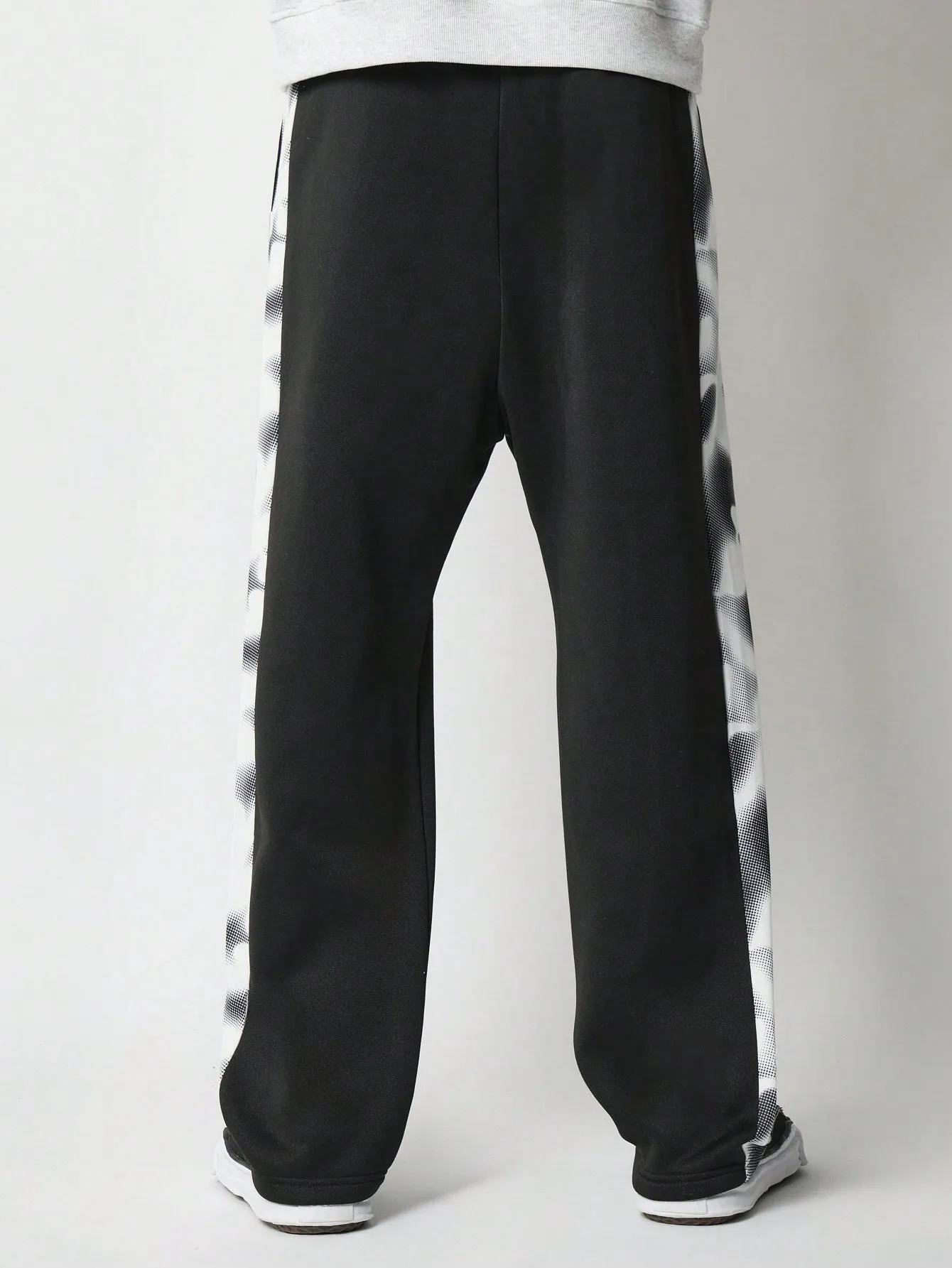 Drop Crotch Sweatpants With Half Tone Camouflage Side Panel