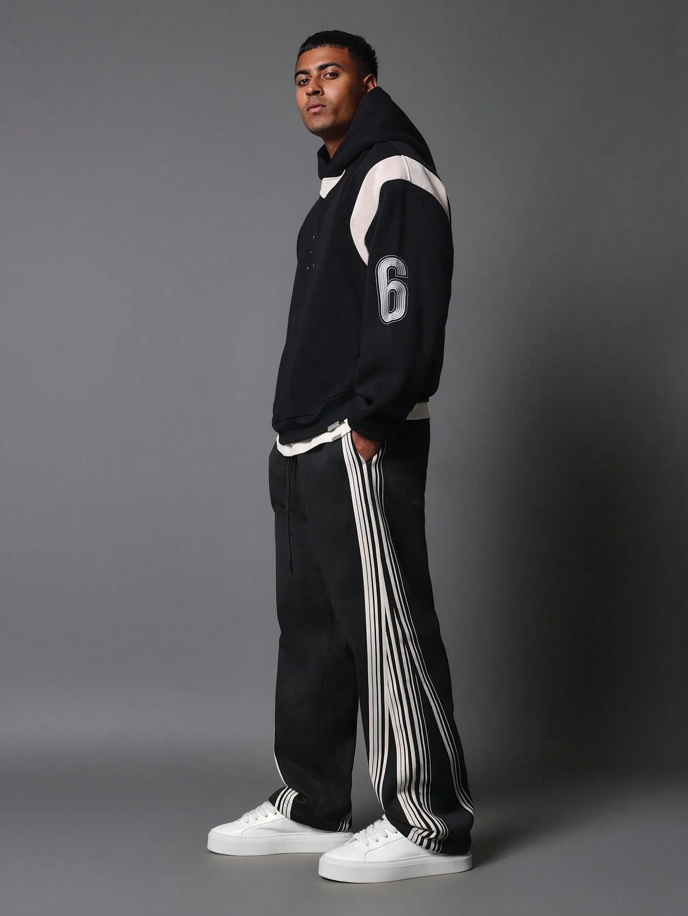 Drop Crotch Sweatpants With Side Tape Panel