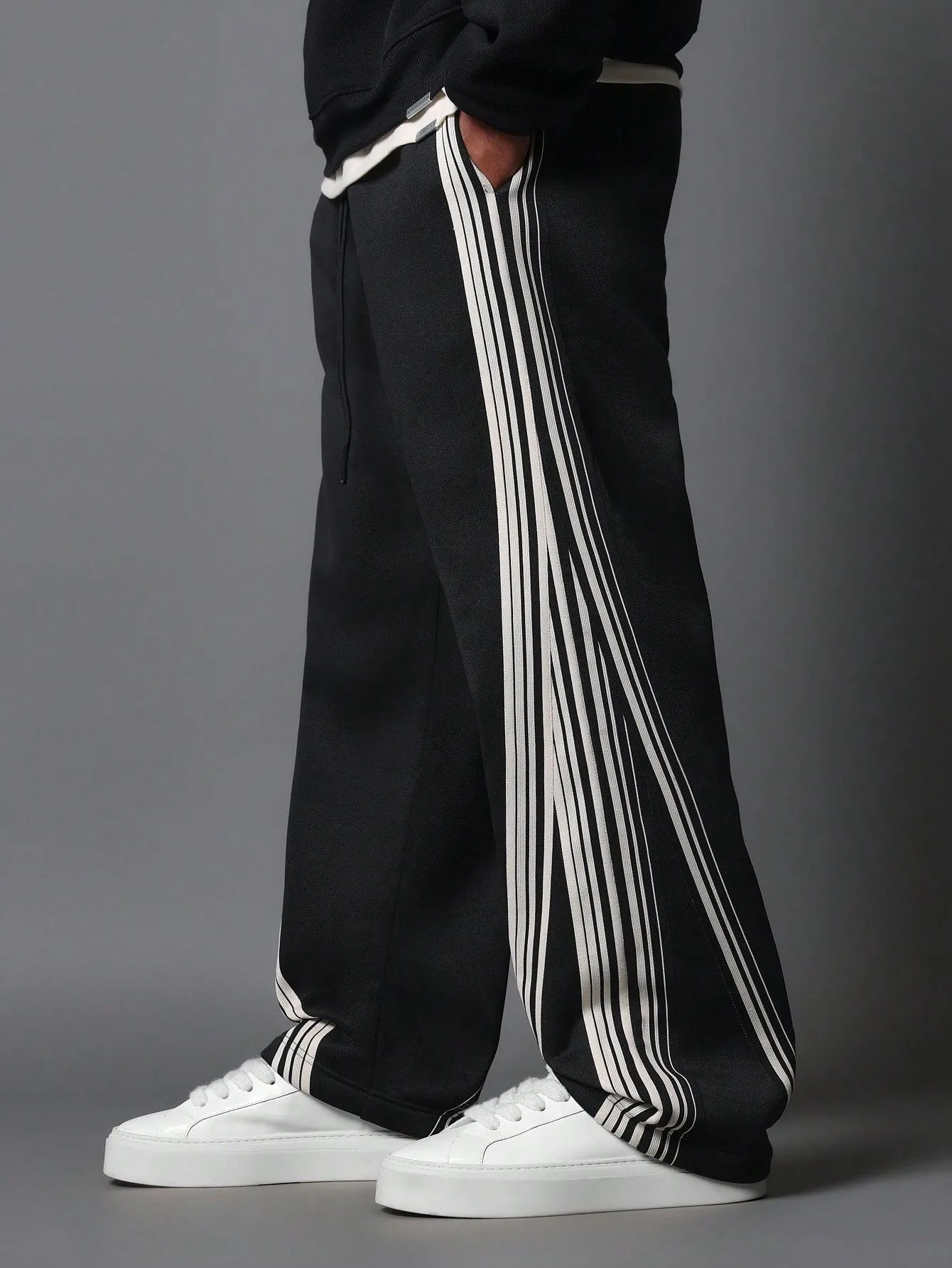 Drop Crotch Sweatpants With Side Tape Panel