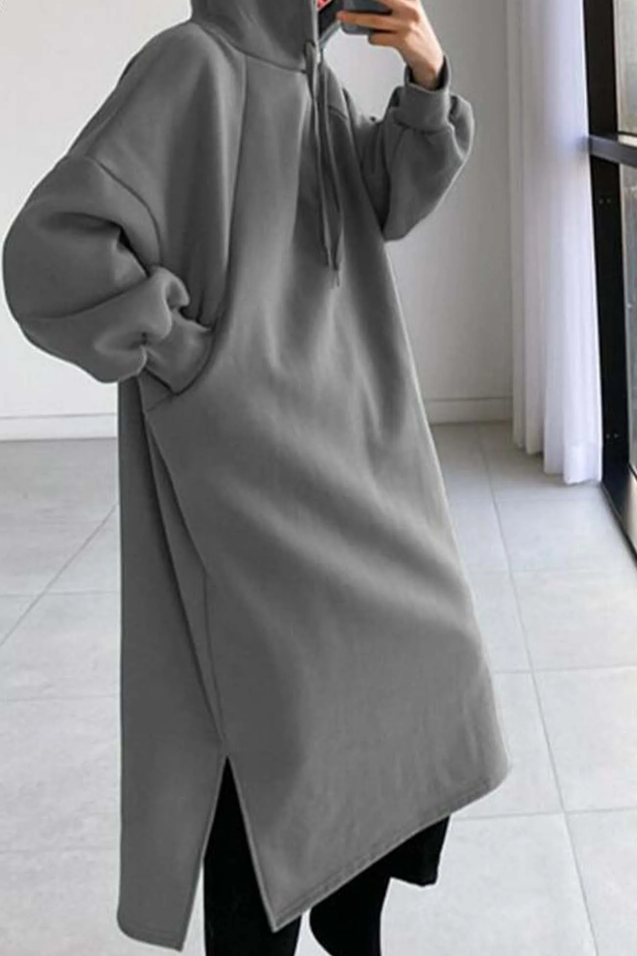 Drop Shoulder Hoodie Dress