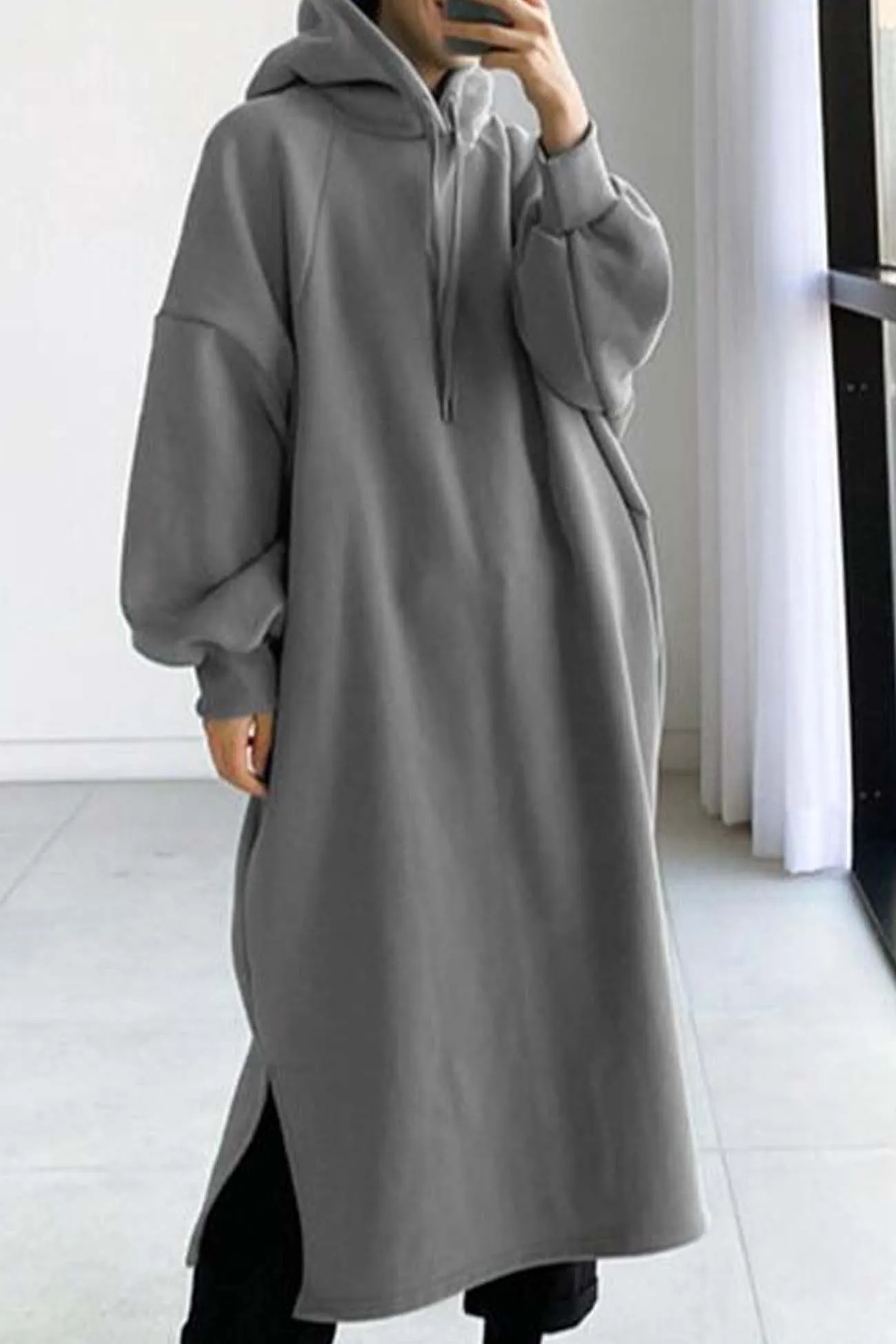 Drop Shoulder Hoodie Dress