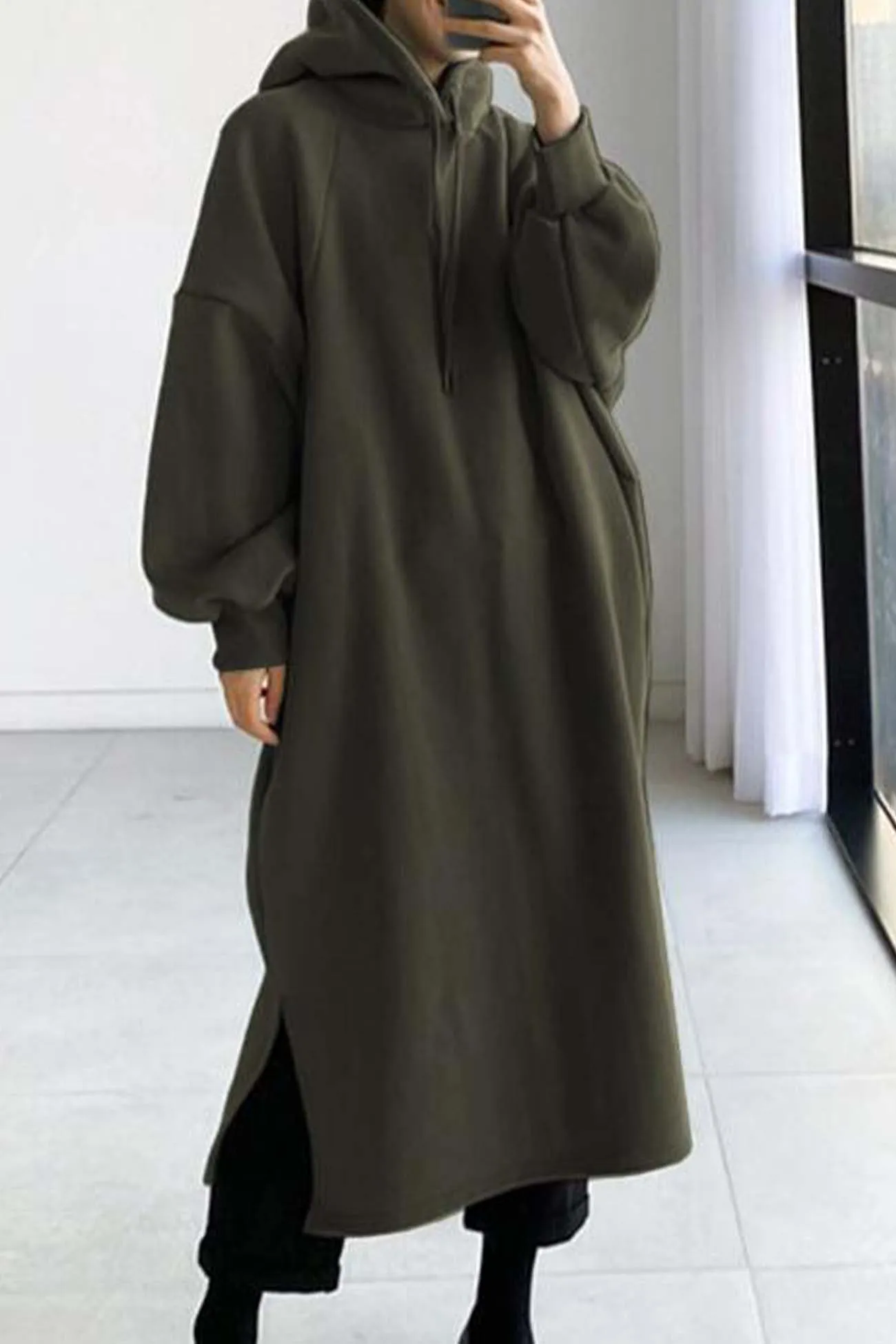 Drop Shoulder Hoodie Dress