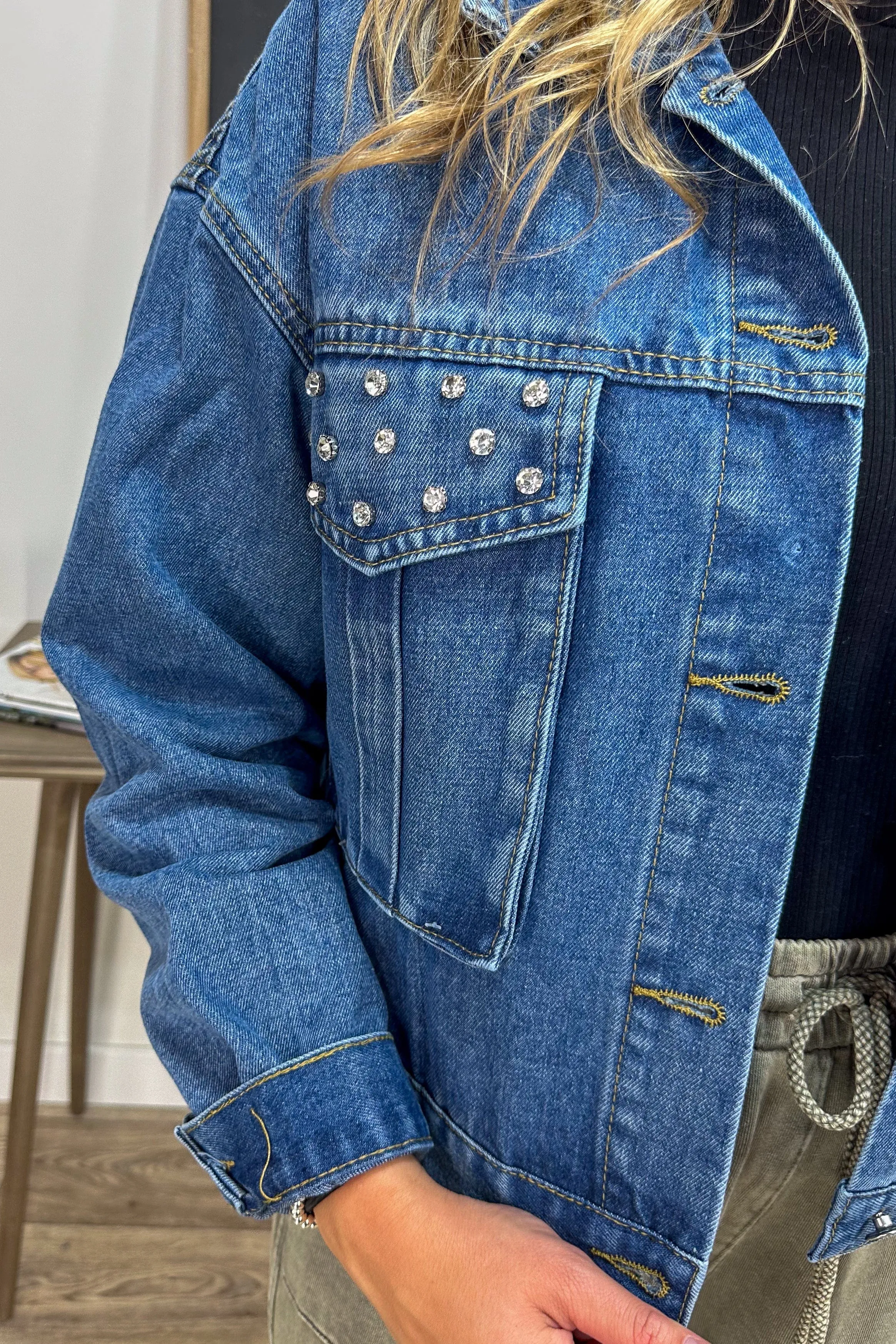 Embellished Dark Denim Jacket