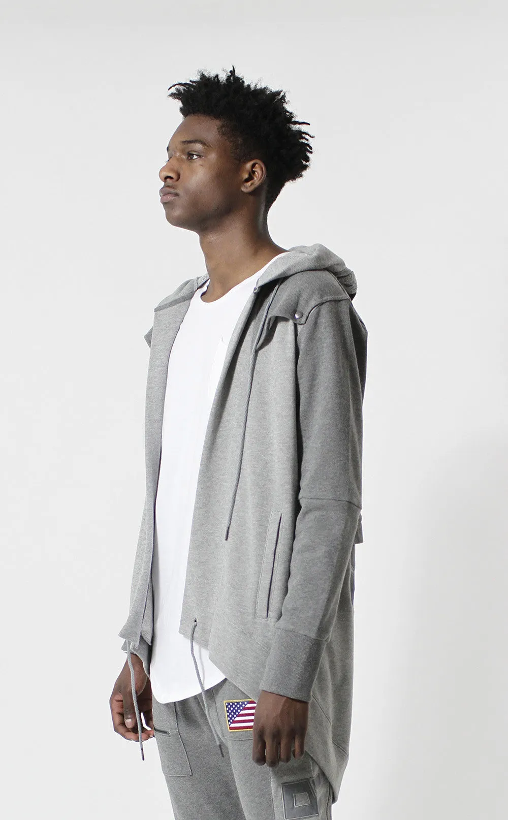 Entree LS Dual Layer Cape Style Gray USA Hoodie