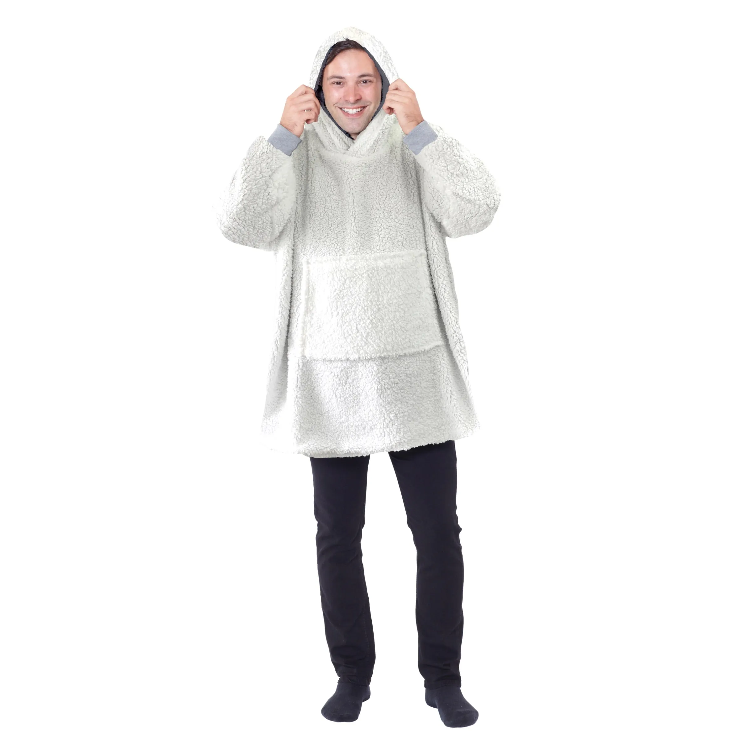 Eskimo Oversized Sherpa Hoodie Blanket - Grey