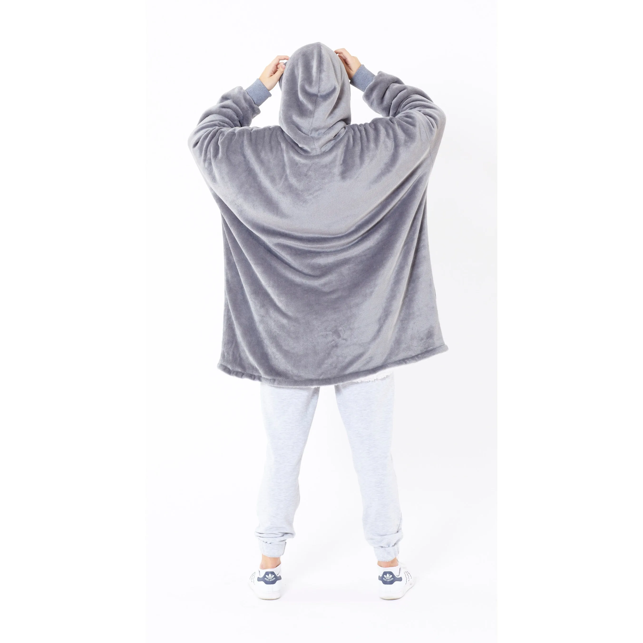 Eskimo Oversized Sherpa Hoodie Blanket - Grey