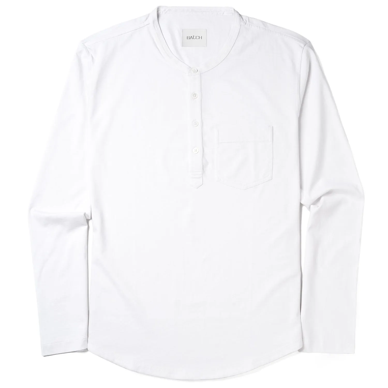 Essential 1 Pocket Henley Shirt –  White Cotton Jersey