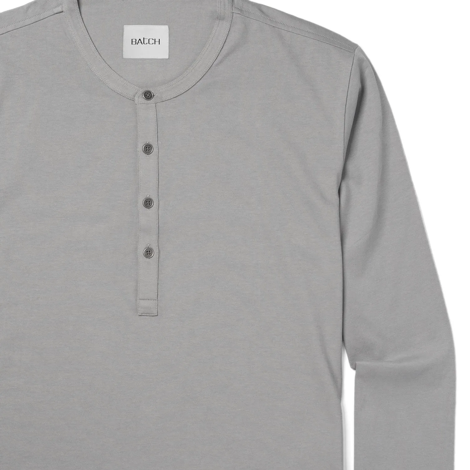 Essential Curved Hem Henley –  Cement Gray Cotton Jersey