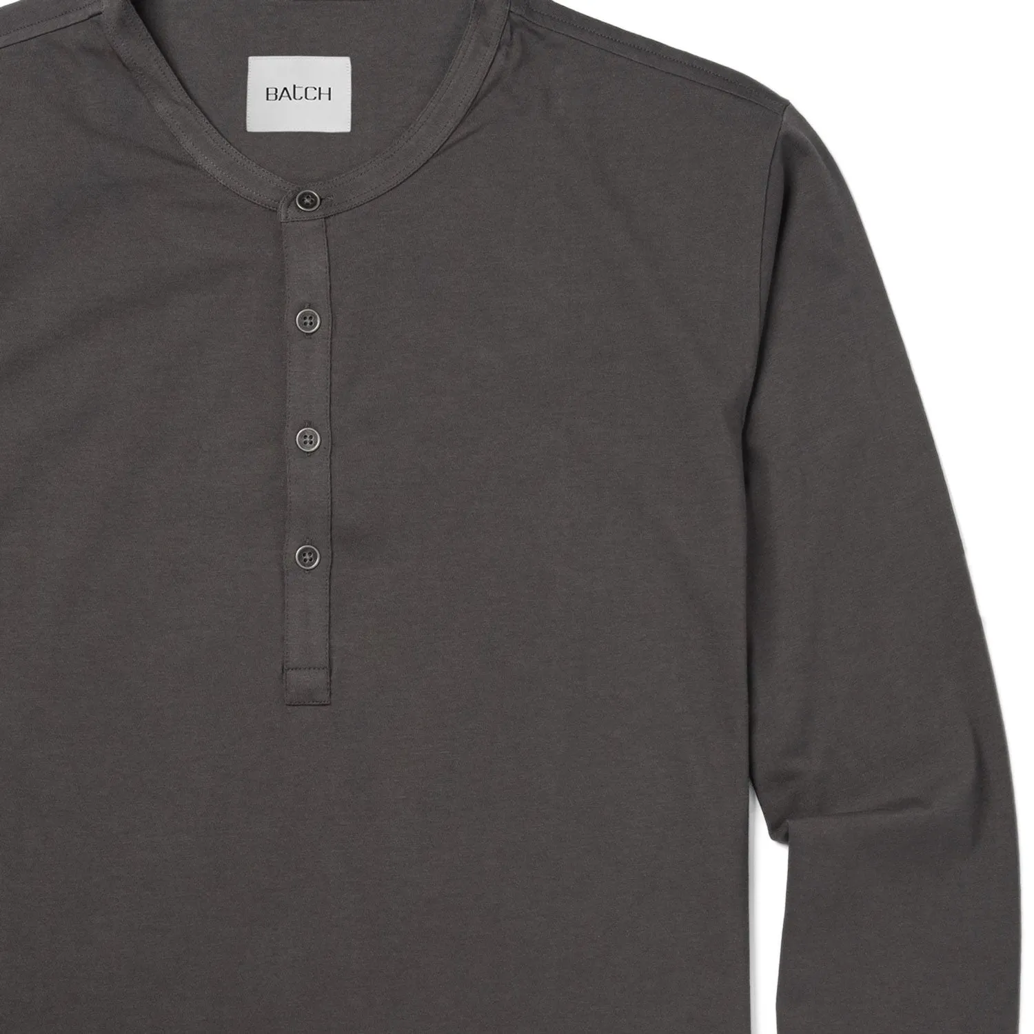 Essential Curved Hem Henley –  Slate Gray Cotton Jersey