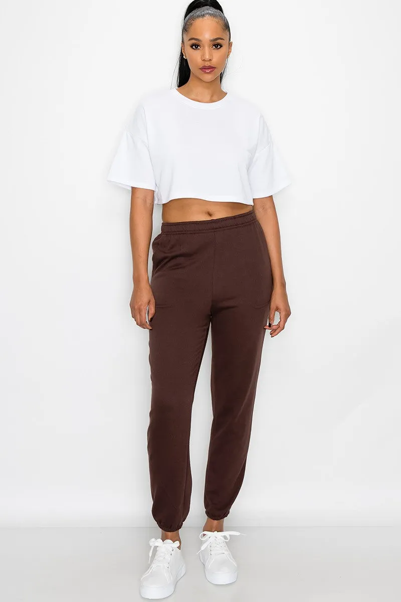 Essential Fleece Sweatpants - Brown