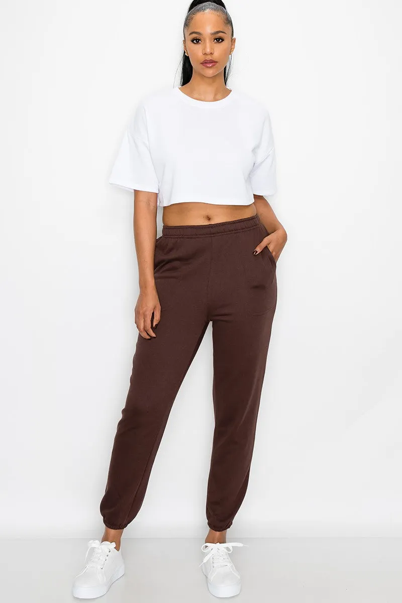 Essential Fleece Sweatpants - Brown