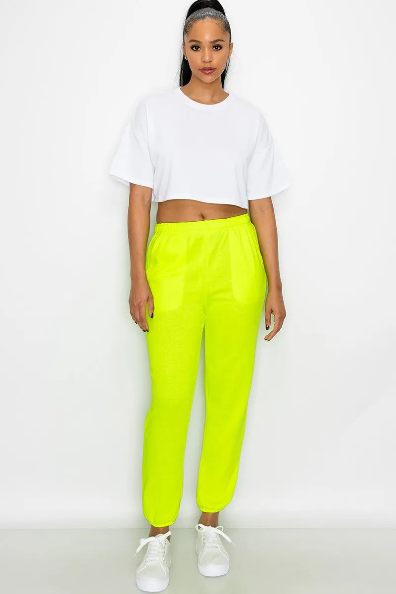 Essential Fleece Sweatpants - Neon Green